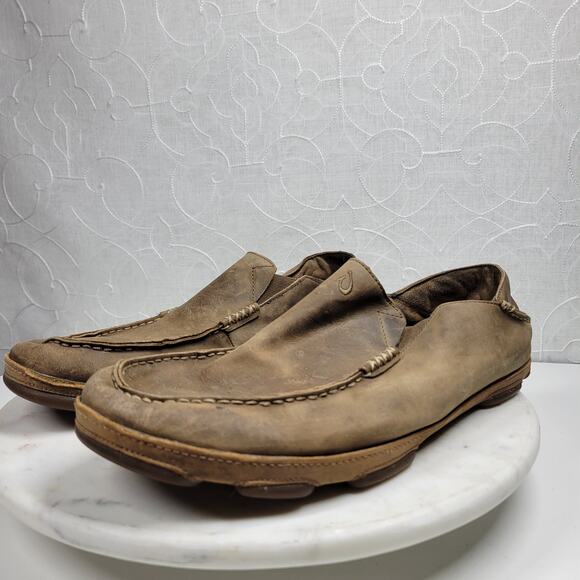 OluKai‎ Moala Shoes Mens 13M Brown Classic Leather Slip On Loafer - Picture 13 of 15